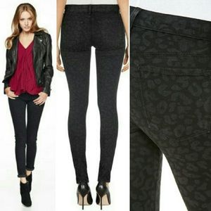 J Brand Mid Rise Black Leopard Super Skinny Jeans